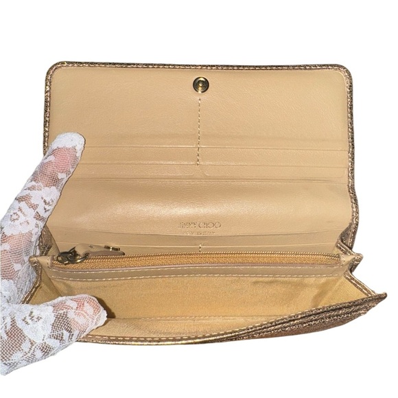 JIMMY CHOO Long Wallet Studs Leather Authentic USED EUC with Box and COA - Picture 5 of 9